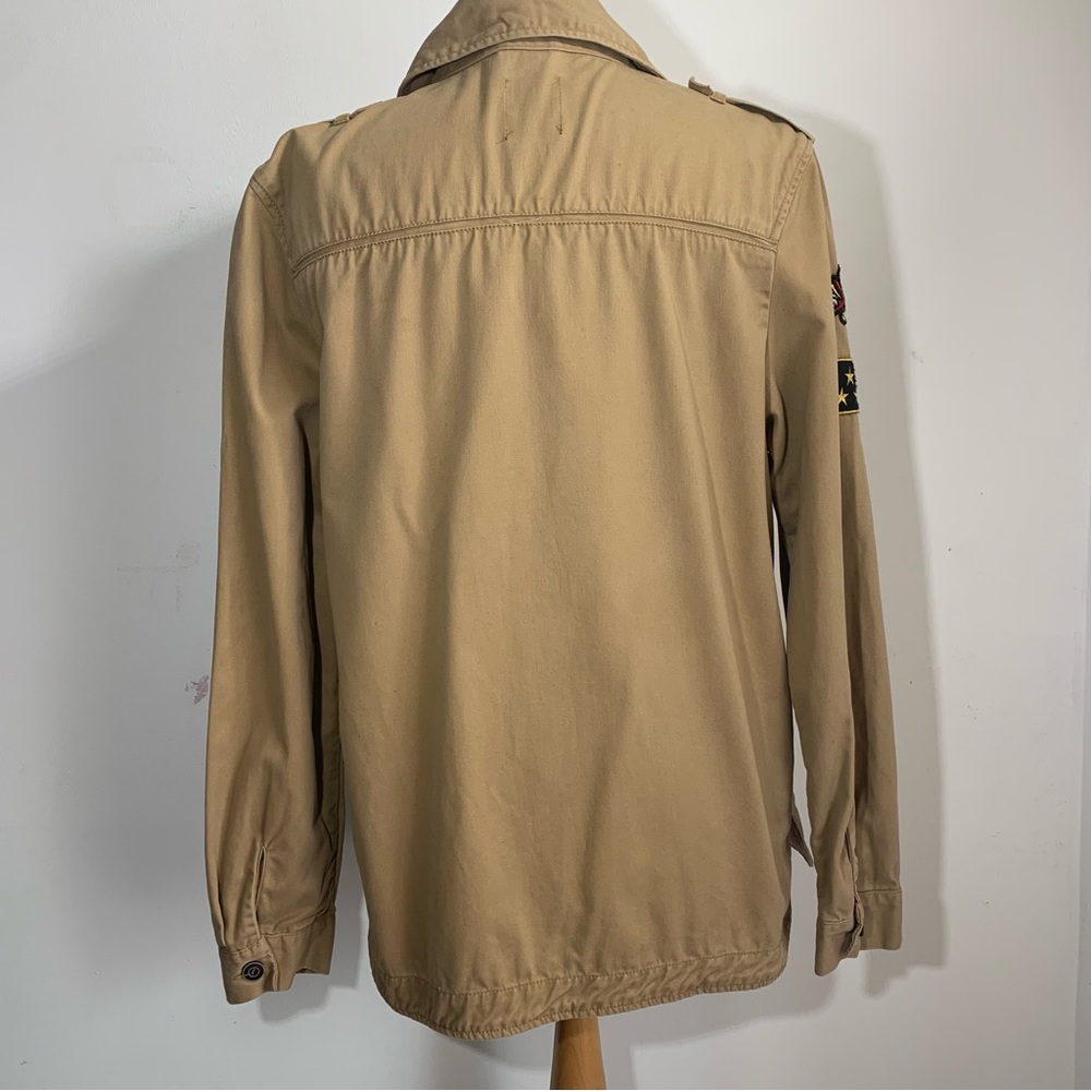 Atmosphere Shacket Utility Top Long Sleeve Cotton Tan Brown + Badges UK 10 - Picture 15 of 16